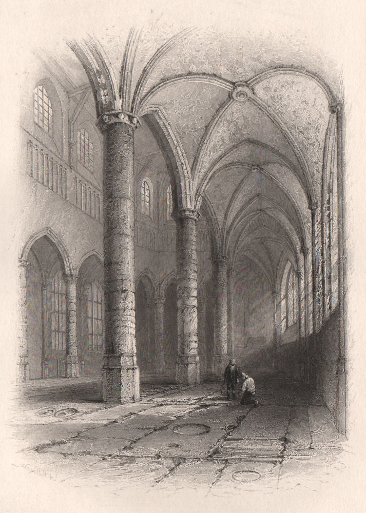 Aisle of St. Peters Church, LEIDEN, Netherlands. Pilgrim fathers. BARTLETT 1854